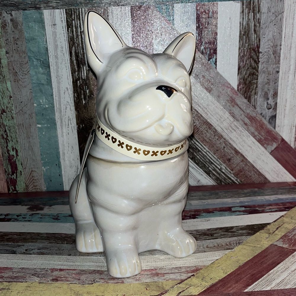 Cravings by Chrissy Teigen French Bulldog Cookie Jar NWT 10.5” Stoneware Ivory
